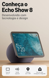 Amazon Echo Show 8 (Gera��o mais recente) - Com novo design, tela vibrante HD de 8,7", �udio espacial e Alexa